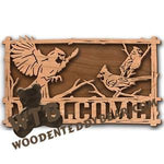 Rustic Welcome Cardinal Scene fretwork scroll saw pattern | The Wooden Teddy Bear