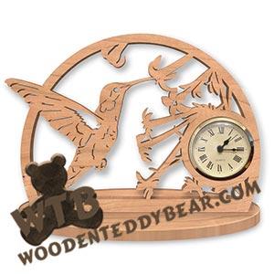 Hummingbird Desk Clock fretwork scroll saw pattern | The Wooden Teddy Bear