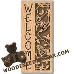 Butterflies And Vines Welcome Plaque fretwork scroll saw pattern | The Wooden Teddy Bear