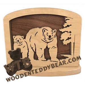 Bear And Cub Napkin Holder fretwork scroll saw pattern | The Wooden Teddy Bear