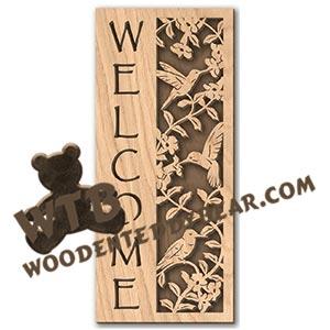 Hummingbirds And Vines Welcome Plaque fretwork scroll saw pattern | The Wooden Teddy Bear