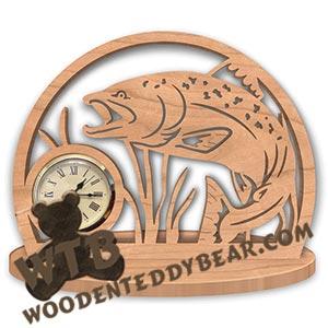 Trout Desk Clock fretwork scroll saw pattern | The Wooden Teddy Bear