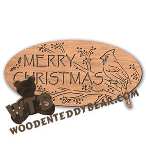 Merry Christmas Cardinal |  Fretwork Scroll Saw Pattern | Wooden Teddy Bear