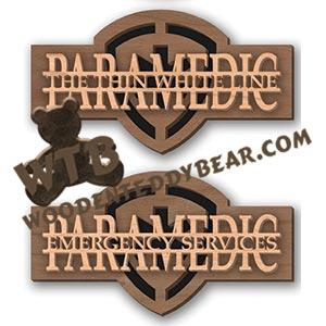 Paramedic Strikethrough Layered Word Art Set |  Fretwork Scroll Saw Pattern | Wooden Teddy Bear