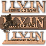 Livin The Dream Plaque or Standing Word Art |  Fretwork Scroll Saw Pattern | Wooden Teddy Bear