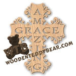 Amazing Grace Fretwork Cross |  Fretwork Scroll Saw Pattern | Wooden Teddy Bear