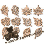 Flourish Pattern Leaf Ornaments | Fretwork Scroll Saw Pattern | Wooden Teddy Bear