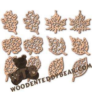 Flourish Pattern Leaf Ornaments | Fretwork Scroll Saw Pattern | Wooden Teddy Bear