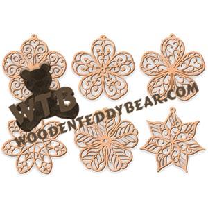 Filigree Flower Top Ornaments | Fretwork Scroll Saw Pattern | Wooden Teddy Bear