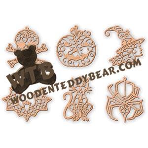 Filigree Halloween Ornaments | Fretwork Scroll Saw Pattern | Wooden Teddy Bear