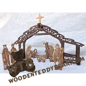 Filigree Nativity Set | Fretwork Scroll Saw Pattern | Wooden Teddy Bear