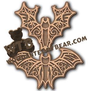 Layered Gothic Bats | Fretwork Scroll Saw Pattern | Wooden Teddy Bear