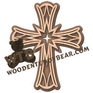 Christmas Star Layered Cross | Fretwork Scroll Saw Pattern | Wooden Teddy Bear