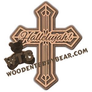 Hallelujah Layered Cross | Fretwork Scroll Saw Pattern | Wooden Teddy Bear