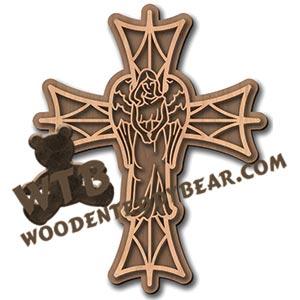 Angel Layered Cross | Fretwork Scroll Saw Pattern | Wooden Teddy Bear