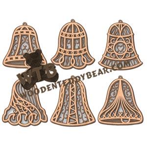 Filigree Bell Layered Ornaments | Fretwork Scroll Saw Pattern | Wooden Teddy Bear