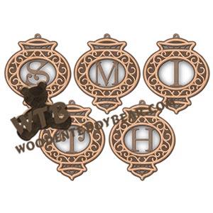 Layered Monogram Ornament Set #1 | Fretwork Scroll Saw Pattern | Wooden Teddy Bear