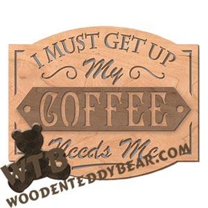 My Coffee Needs Me | Fretwork Scroll Saw Pattern | Wooden Teddy Bear