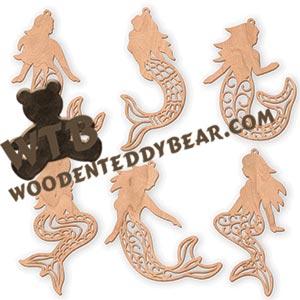 Filigree Mermaid Ornaments | Fretwork Scroll Saw Pattern | Wooden Teddy Bear