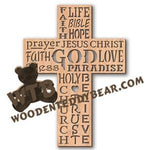 God Cross Word Cloud | Fretwork Scroll Saw Pattern | Wooden Teddy Bear