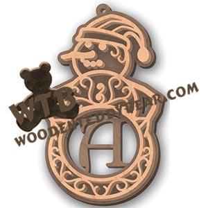 Layered Monogram Snowman Ornaments | Fretwork Scroll Saw Pattern | Wooden Teddy Bear