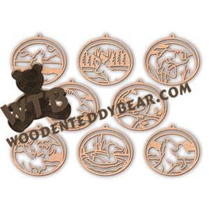 Double Oval Wildlife Ornaments | Fretwork Scroll Saw Pattern | Wooden Teddy Bear