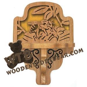 Honeybee Wildlife Curio Shelf | Fretwork Scroll Saw Pattern | Wooden Teddy Bear
