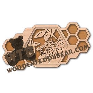 Self Framing Honey Bee Plaque | Fretwork Scroll Saw Pattern | Wooden Teddy Bear