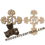 Layered Filigree Monogram Cross Ornaments | Fretwork Scroll Saw Pattern | Wooden Teddy Bear