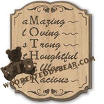 Amazing Mother Word Art | Fretwork Scroll Saw Pattern | Wooden Teddy Bear