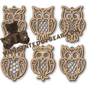 Filigree Owl Layered Ornaments | Fretwork Scroll Saw Pattern | Wooden Teddy Bear