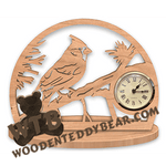 Cardinal Desk Clock | Fretwork Scroll Saw Pattern | Wooden Teddy Bear