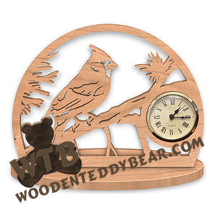 Cardinal Desk Clock | Fretwork Scroll Saw Pattern | Wooden Teddy Bear