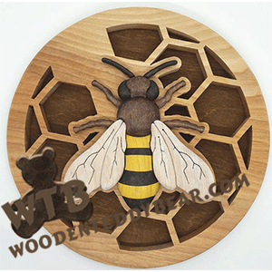 Segmentation Bee on Honeycomb | Fretwork Scroll Saw Pattern | Wooden Teddy Bear