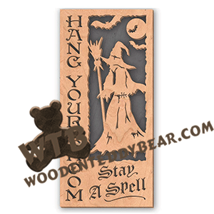 Hang Your Broom Witch Welcome | Fretwork Scroll Saw Pattern | Wooden Teddy Bear