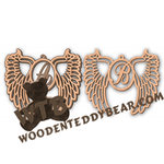 Layered Monogram Angel Wing Ornaments | Fretwork Scroll Saw Pattern | Wooden Teddy Bear