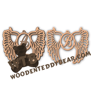 Layered Monogram Angel Wing Ornaments | Fretwork Scroll Saw Pattern | Wooden Teddy Bear