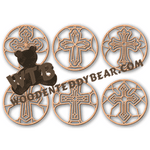 Filigree Framed Cross Ornaments | Fretwork Scroll Saw Pattern | Wooden Teddy Bear