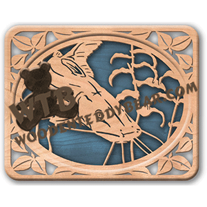 Self-Framing Leaf Bordered Catfish | Fretwork Scroll Saw Pattern | Wooden Teddy Bear