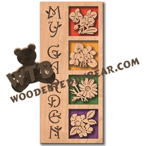 My Garden Floral Collage Plaque | Fretwork Scroll Saw Pattern | Wooden Teddy Bear