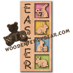 Easter Bunny Collage Plaque | Fretwork Scroll Saw Pattern | Wooden Teddy Bear