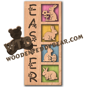 Easter Bunny Collage Plaque | Fretwork Scroll Saw Pattern | Wooden Teddy Bear