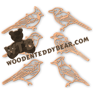 Filigree Songbird Ornaments | Fretwork Scroll Saw Pattern | Wooden Teddy Bear