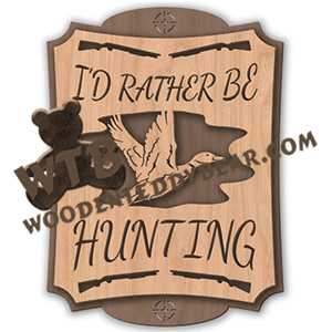 I'd Rather Be Hunting (Duck) | Fretwork Scroll Saw Pattern | Wooden Teddy Bear