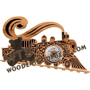 Ornamental Train Clock fretwork scroll saw pattern | The Wooden Teddy Bear