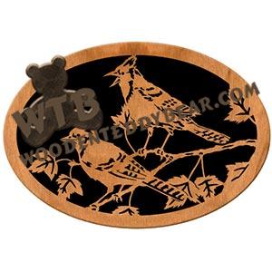 Oval Blue Jays fretwork scroll saw pattern | The Wooden Teddy Bear