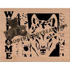 Welcome Plaque Wolf fretwork scroll saw pattern | The Wooden Teddy Bear