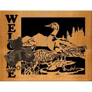 Welcome Plaque Mallards fretwork scroll saw pattern | The Wooden Teddy Bear