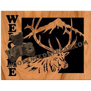 Welcome Plaque Elk fretwork scroll saw pattern | The Wooden Teddy Bear