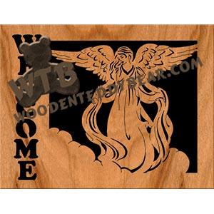 Welcome Plaque Angel fretwork scroll saw pattern | The Wooden Teddy Bear